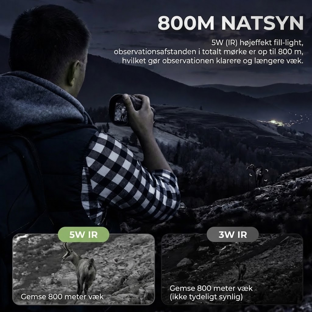 Natkikkert med 10x Zoom – USB-Genopladelig, Infrarød & med Kompas