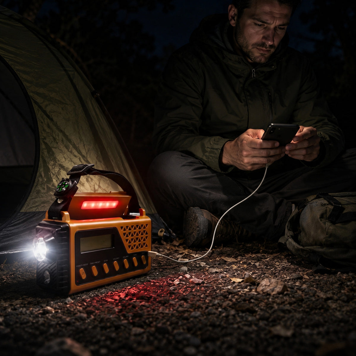 Nødradio med Håndsving & Solcelle – Kraftig 8.000 mAh Powerbank – Lommelygte & SOS