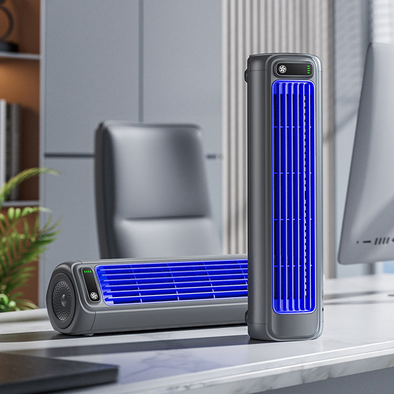 Bærbar Luftkøler - 3-i-1 Trådløs Ventilator - Opladelig Vægmontering