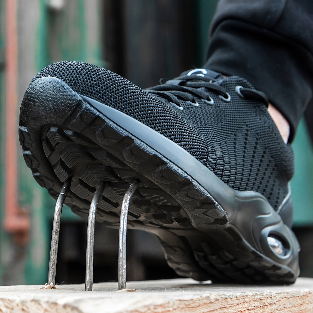 Sikkerhedssko sneaker med åndbart strikovermateriale