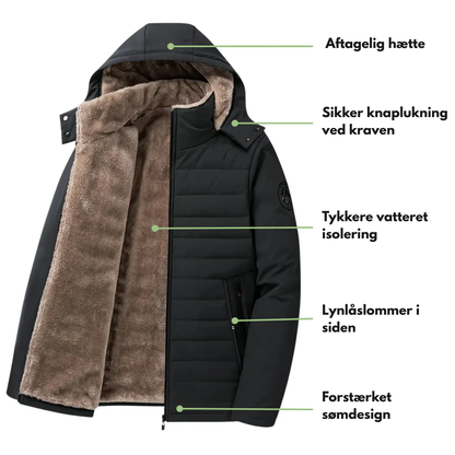 Herre vinterjakke – fleeceforet – vindtæt & vandtæt