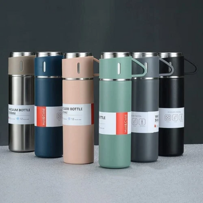 Rustfri stål termoflaske 500 ml – Vakuum isoleret – Med 2 ekstra kopper
