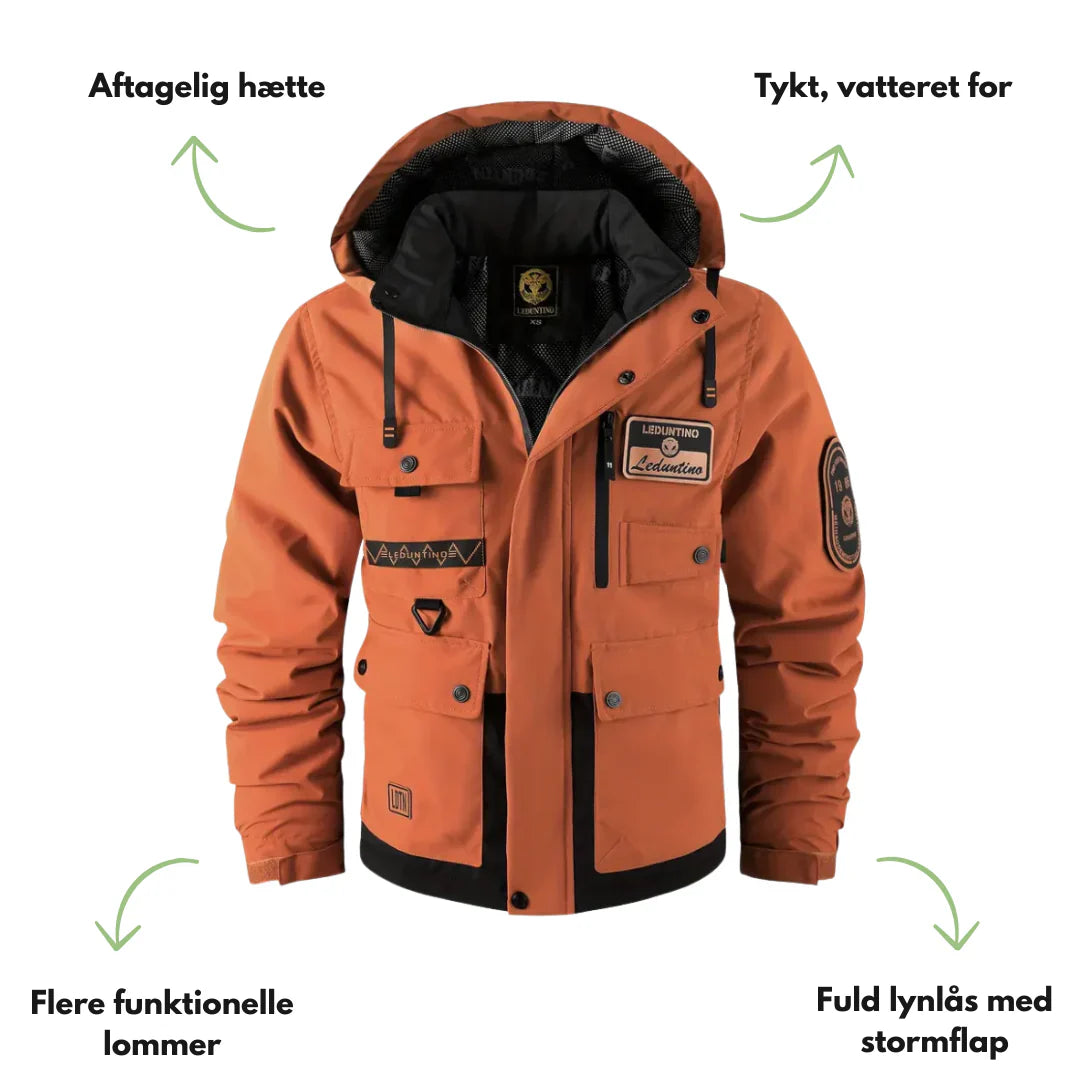 Herre Vatteret Outdoor Jakke – Aftagelig Hætte – Efterår & Vinter