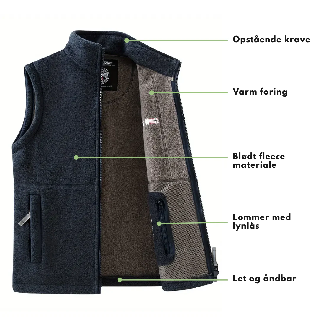 Herre Fleece Outdoor Bodywarmer – Foret – Efterår/Vinter