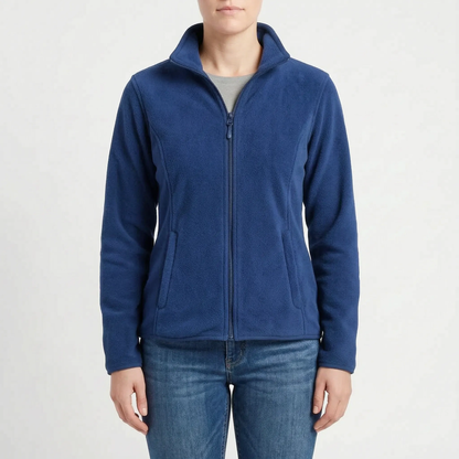 Fleece jakke dame med hætte oppe