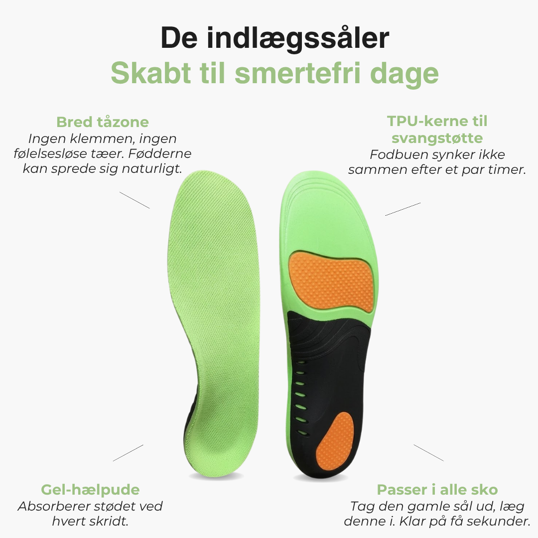 Ortopædiske Indlægssåler - Svangstøtte - Optimal Stødabsorbering