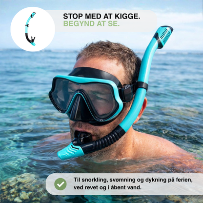 Snorkelsæt med maske – 180° HD udsyn, hærdet glas, lækagesikker