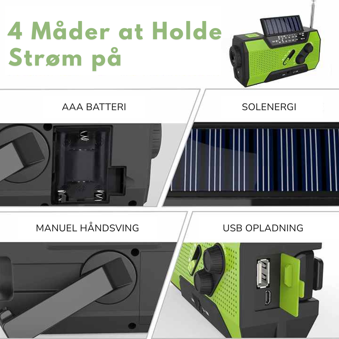 Nødradio – Alt-i-én & Solenergi – 4000mAh Batteri