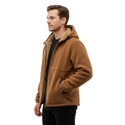Herre Vinterjakke – Fleece – Fuld Lynlås med Hætte