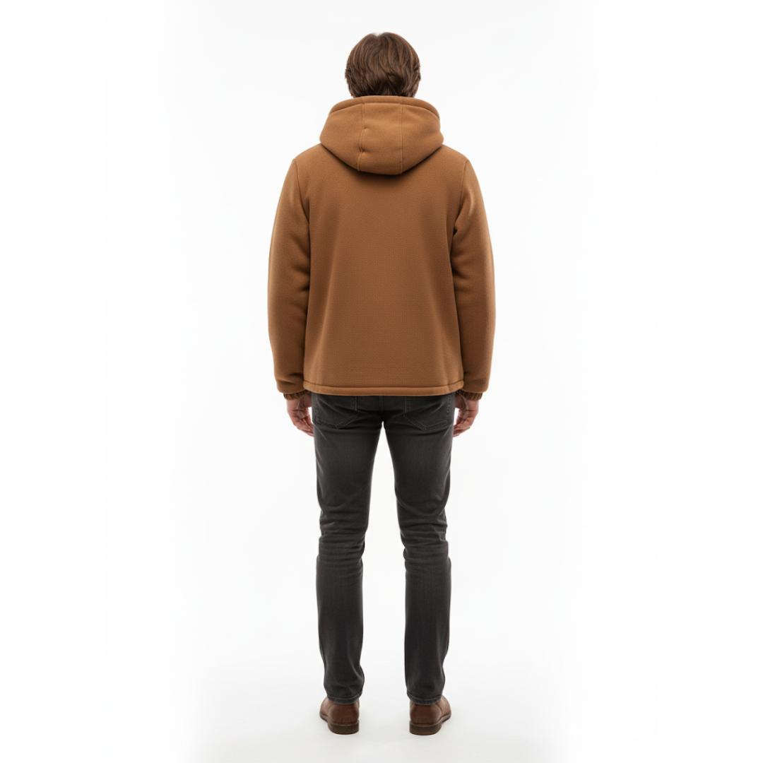 Herre Vinterjakke – Fleece – Fuld Lynlås med Hætte