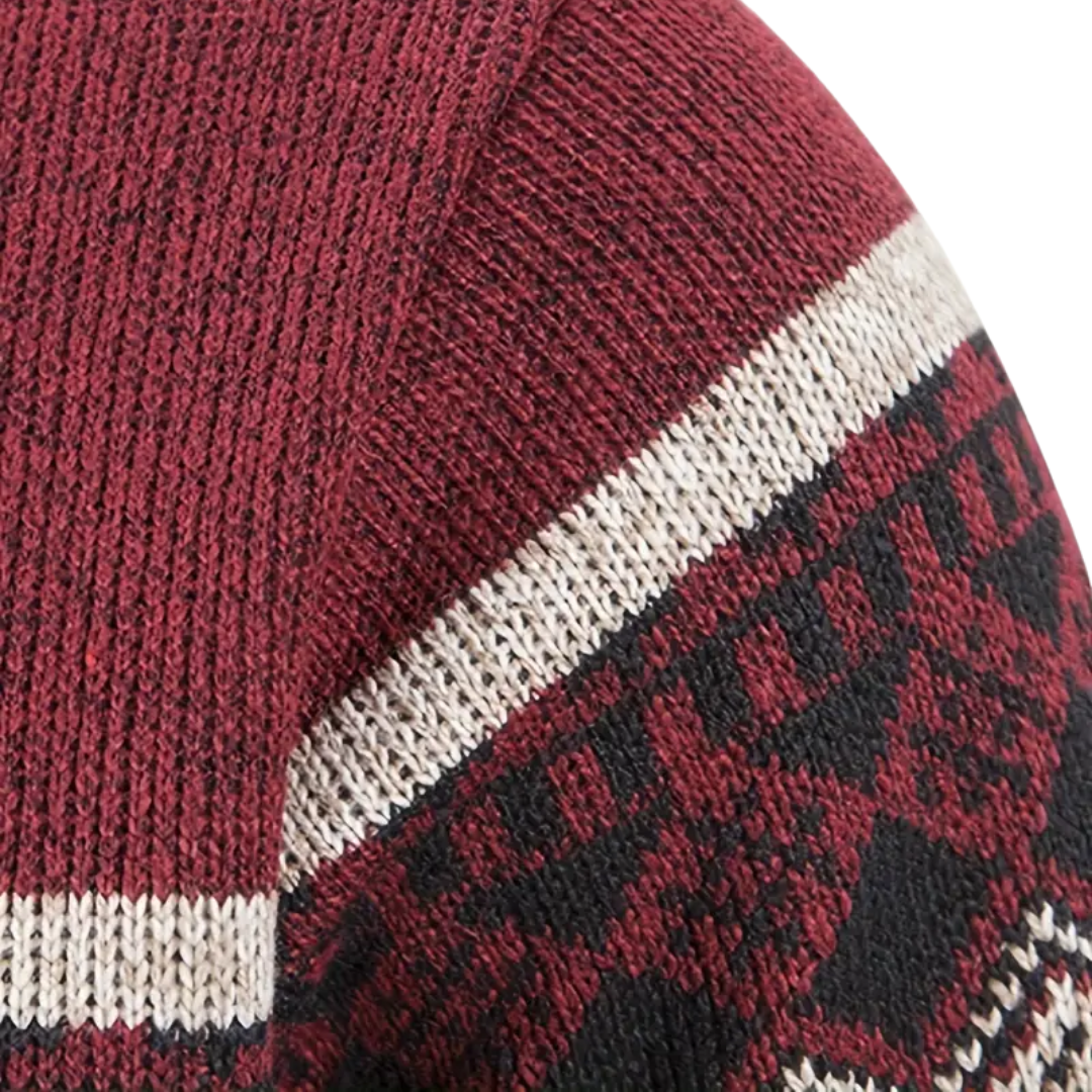 Herre Hoodie Trøje – Tykt Fløjl – Geometrisk Mønster