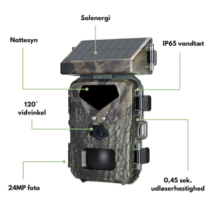 Vildtkamera – 20MP Full HD – Solpanel – Nattesyn – Hurtig Registrering