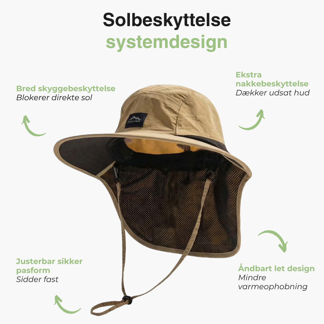 Unisex Solhat – Bred Skygge – Med Nakkebeskyttelse