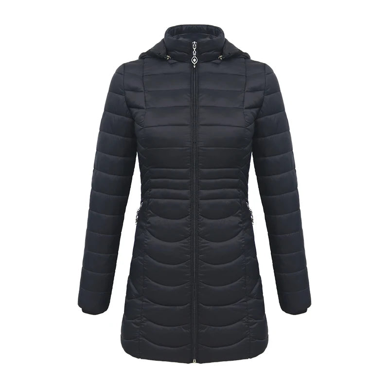 Parka jakke dame lilla close-up af stoffet