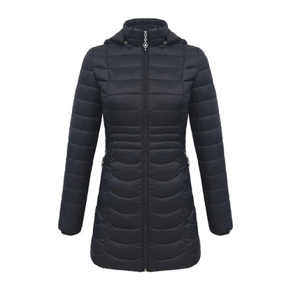 Parka jakke dame lilla close-up af stoffet