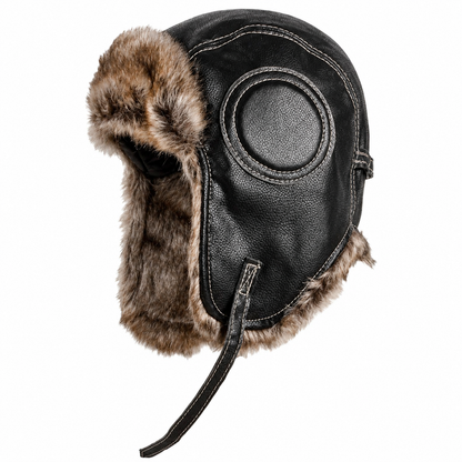 Ushanka med hagerem i nærbillede