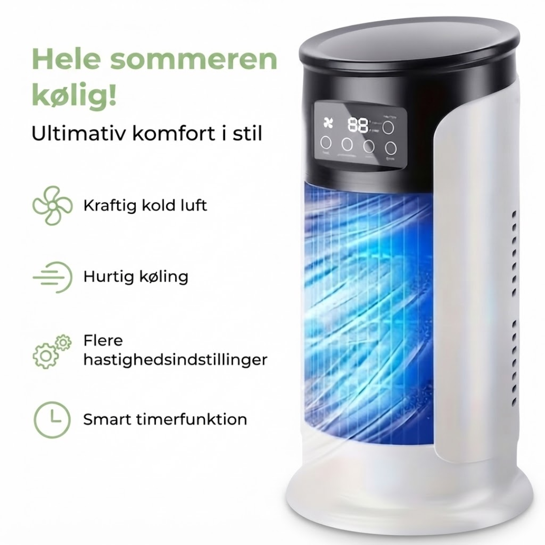 Bærbar Aircooler - 3-i-1 Ventilator Luftfugter - Natlys