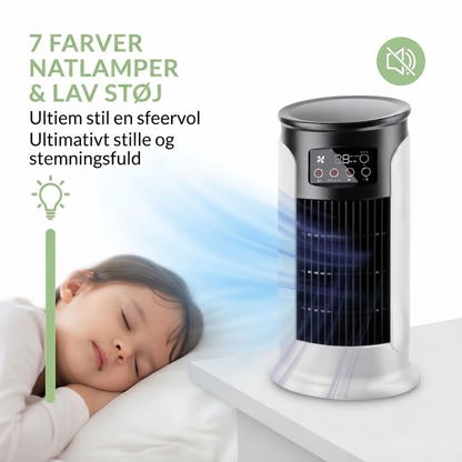 Bærbar Aircooler - 3-i-1 Ventilator Luftfugter - Natlys