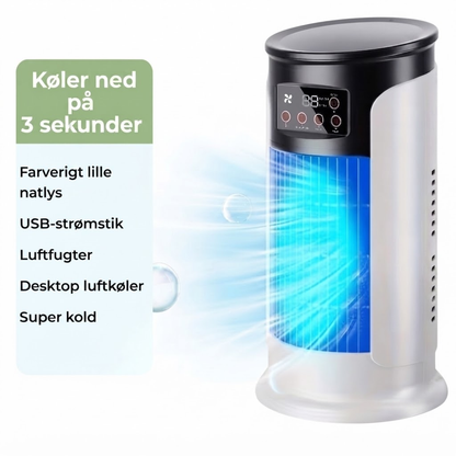 Bærbar Aircooler - 3-i-1 Ventilator Luftfugter - Natlys