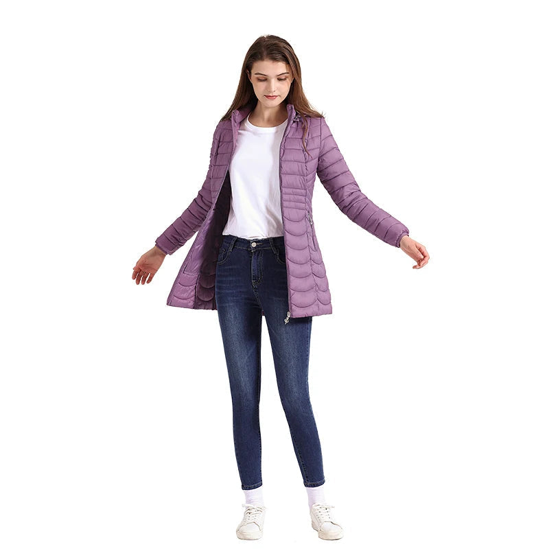Parka jakke dame beige på model