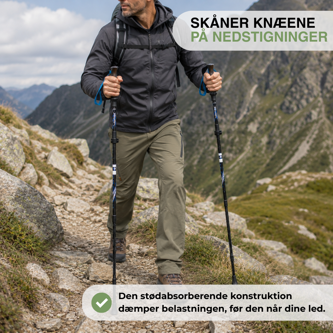 Vandrestave Ultralet – Justerbare med Anti-Shock og Wolframspids