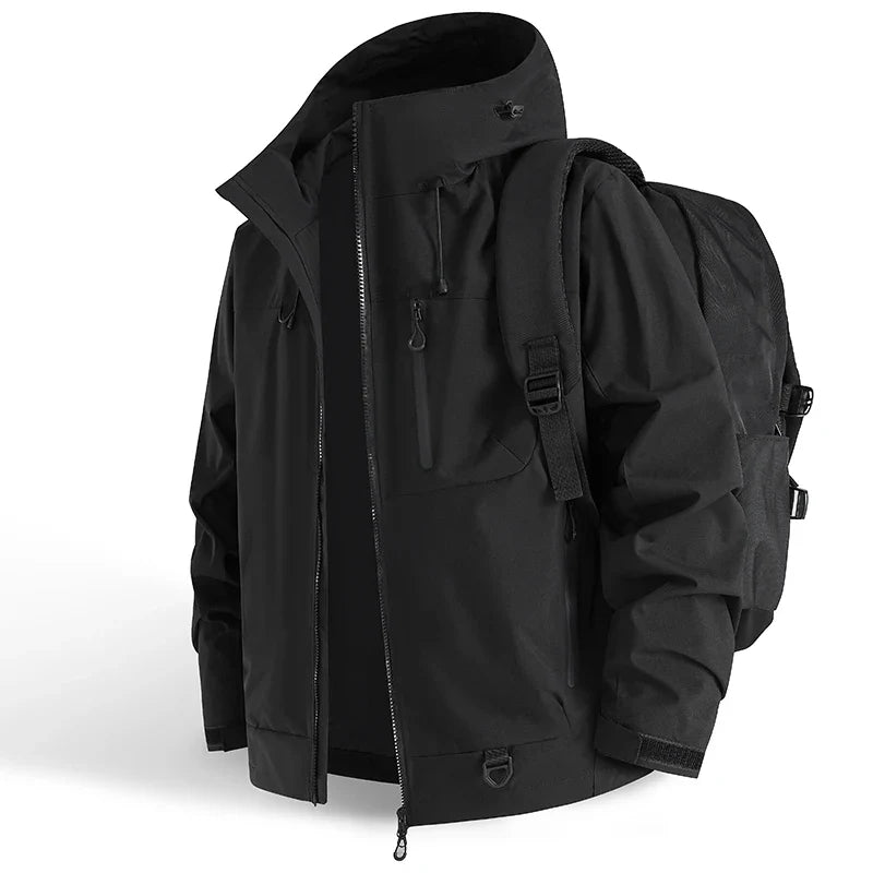 Regnjakke unisex i sort liggende
