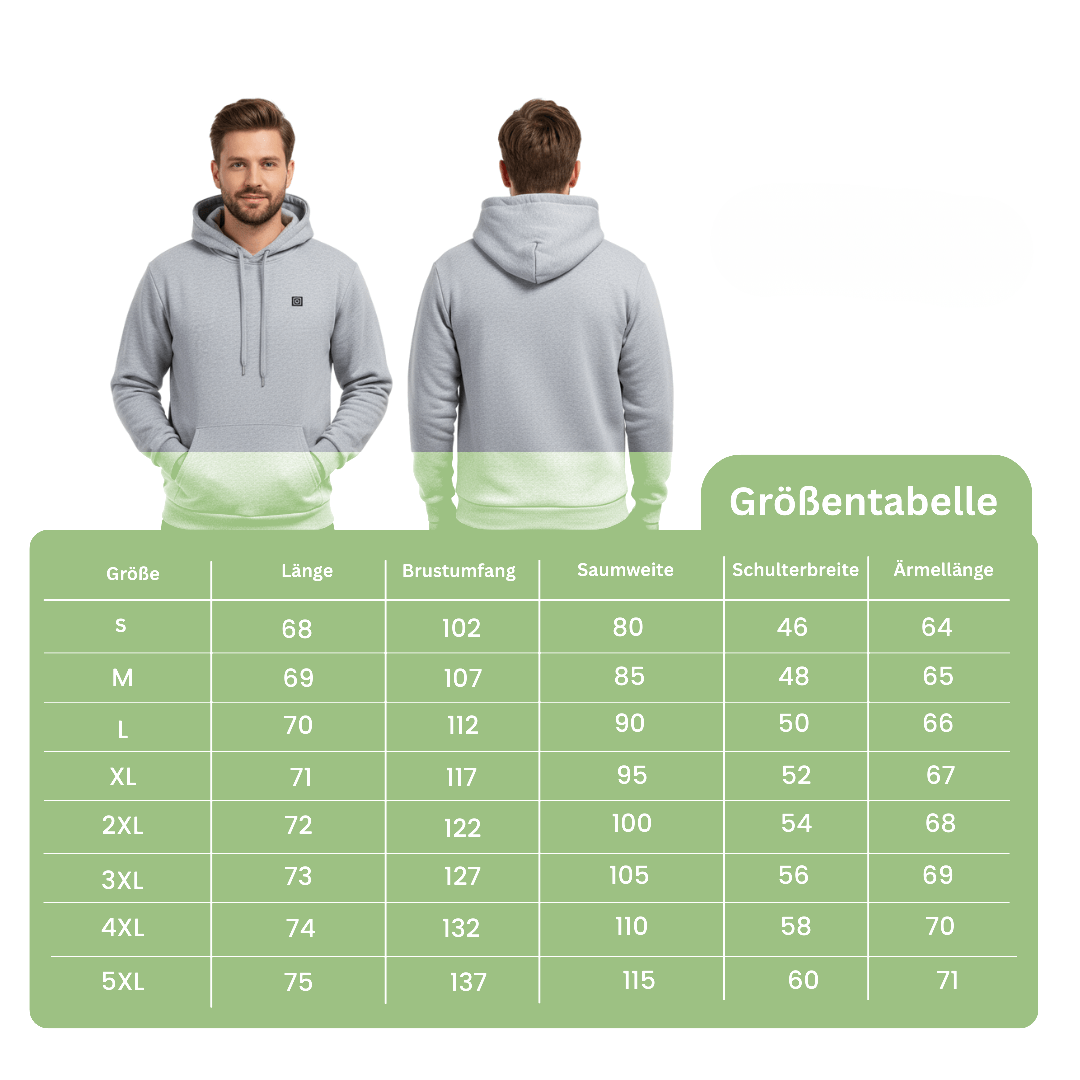 Heated hoodie i grå set bagfra