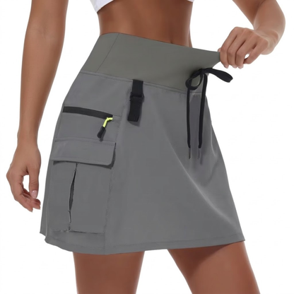 Dame Cargo Skort – Høy Midje – Innebygde Shorts