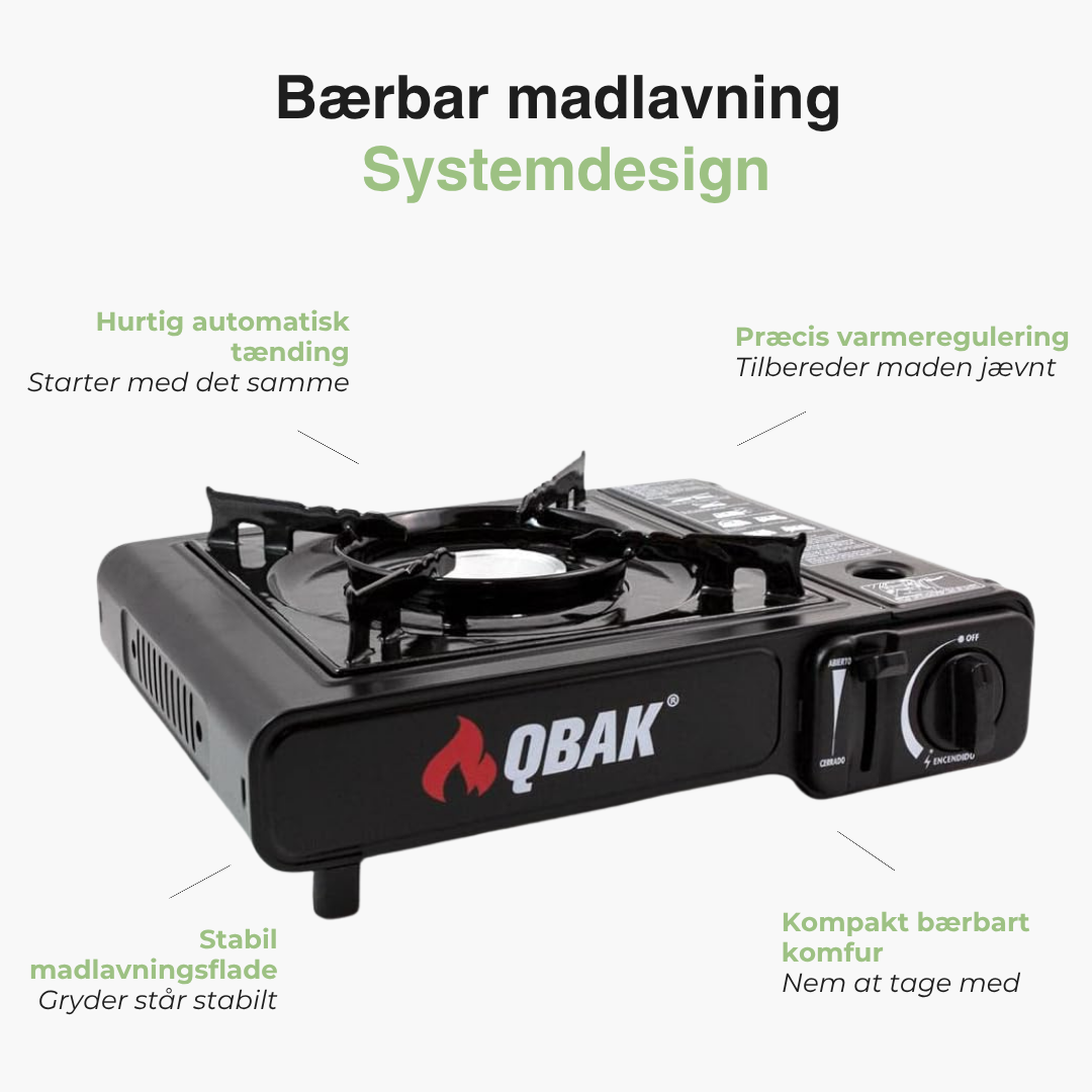 Bærbart campingkomfur – Automatisk tænding – Præcis varmeregulering