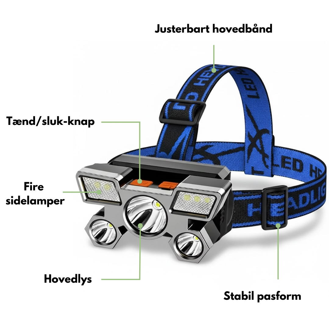 USB 5-LED pandelampe – 800 lumen – genopladelig