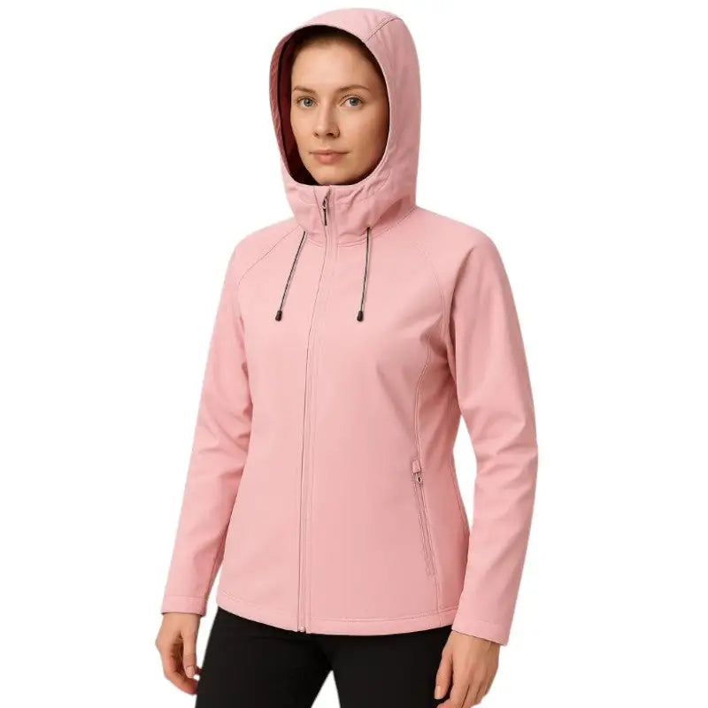 Softshell jakke dame i rosa set bagfra