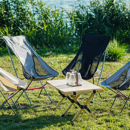 Ultralet foldbar campingstol – høj ryg, bærbar udendørs stol
