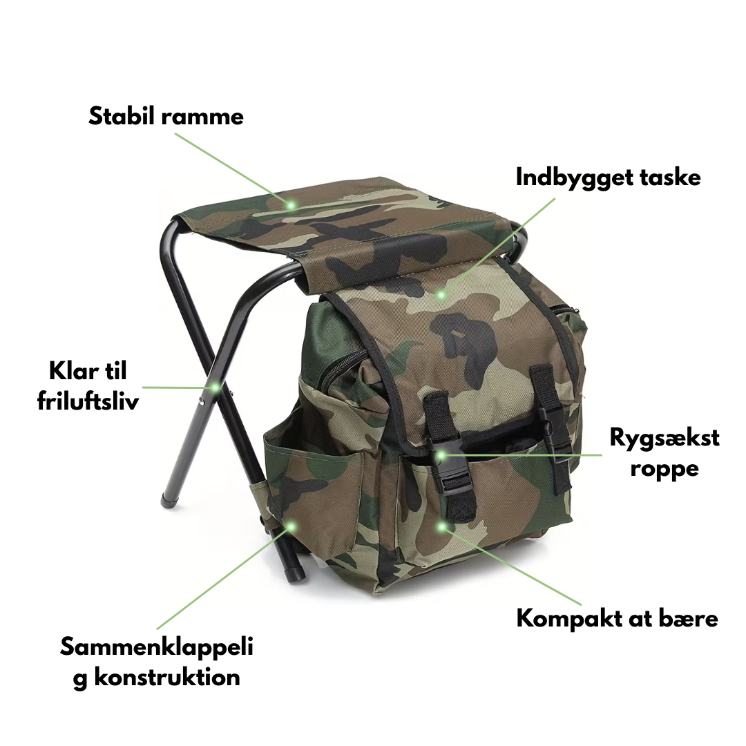 Campingtaburet med taske – rygsækstol – bærbar