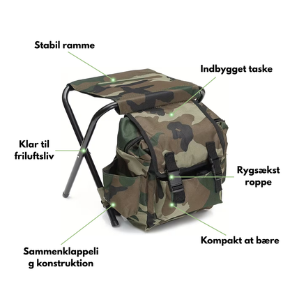 Campingtaburet med taske – rygsækstol – bærbar