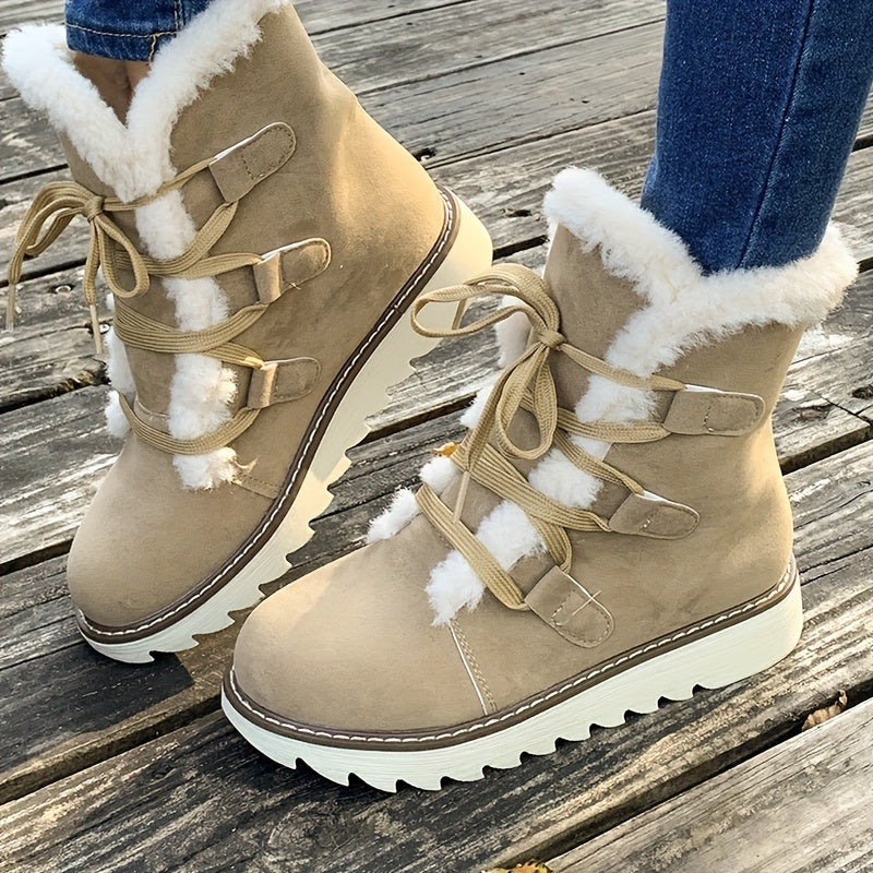 Vinterstøvler dame i beige set bagfra