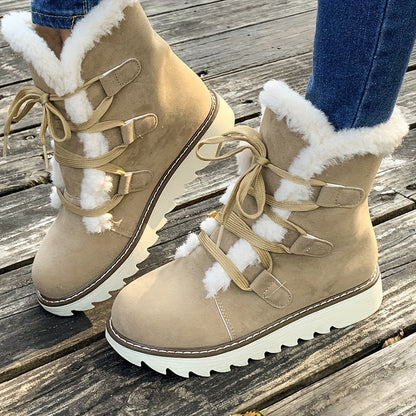 Vinterstøvler dame i beige set bagfra