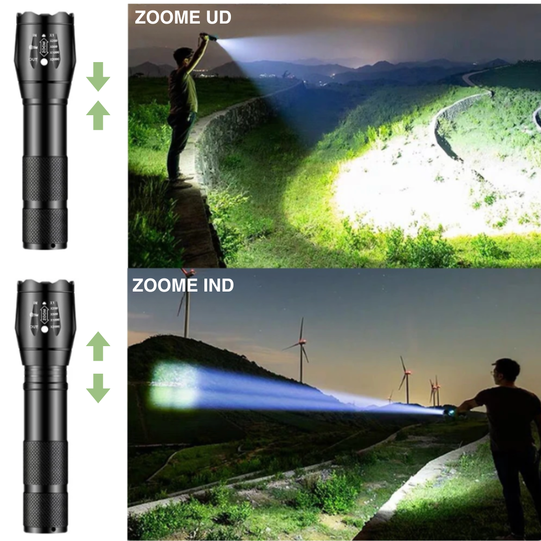 Mini LED Lommelygte – Zoom Fokus & IPX5 – Aluminium Penlight