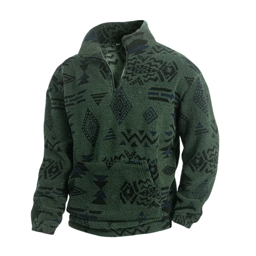 Herre Fleecegenser – Løs Passform – Tribal Print