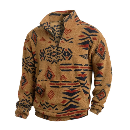 Herre Fleecegenser – Løs Passform – Tribal Print