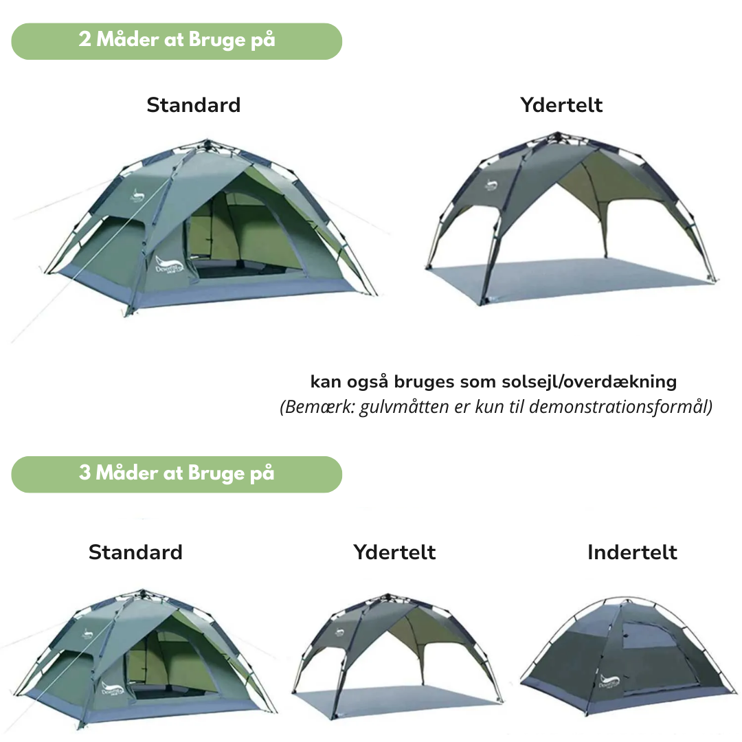 3-Personers Outdoor Telt – Letvægt & Vandtæt – Alle Sæsoner