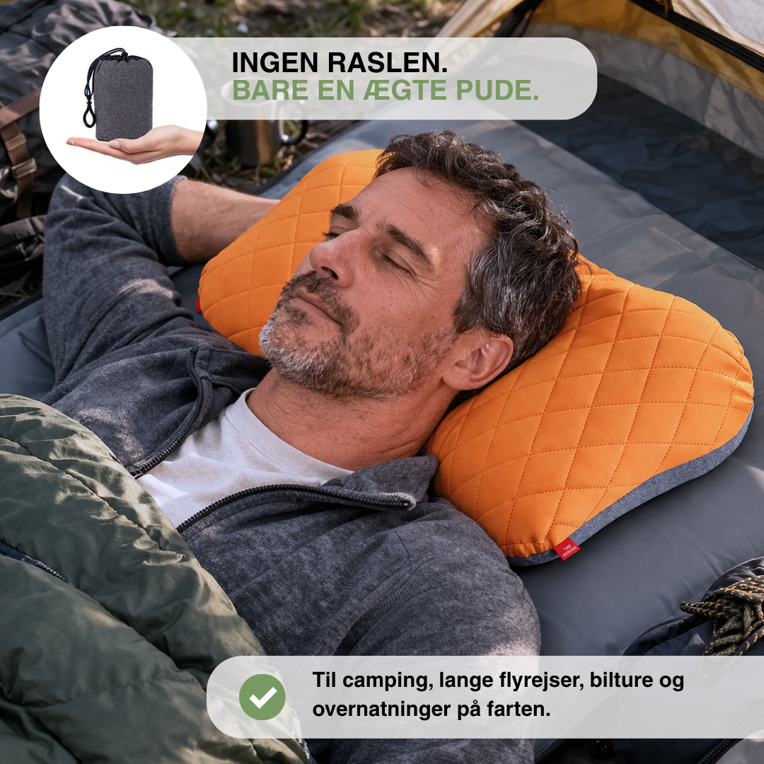 Oppustelig rejsepude til camping – ultralet og foldbar