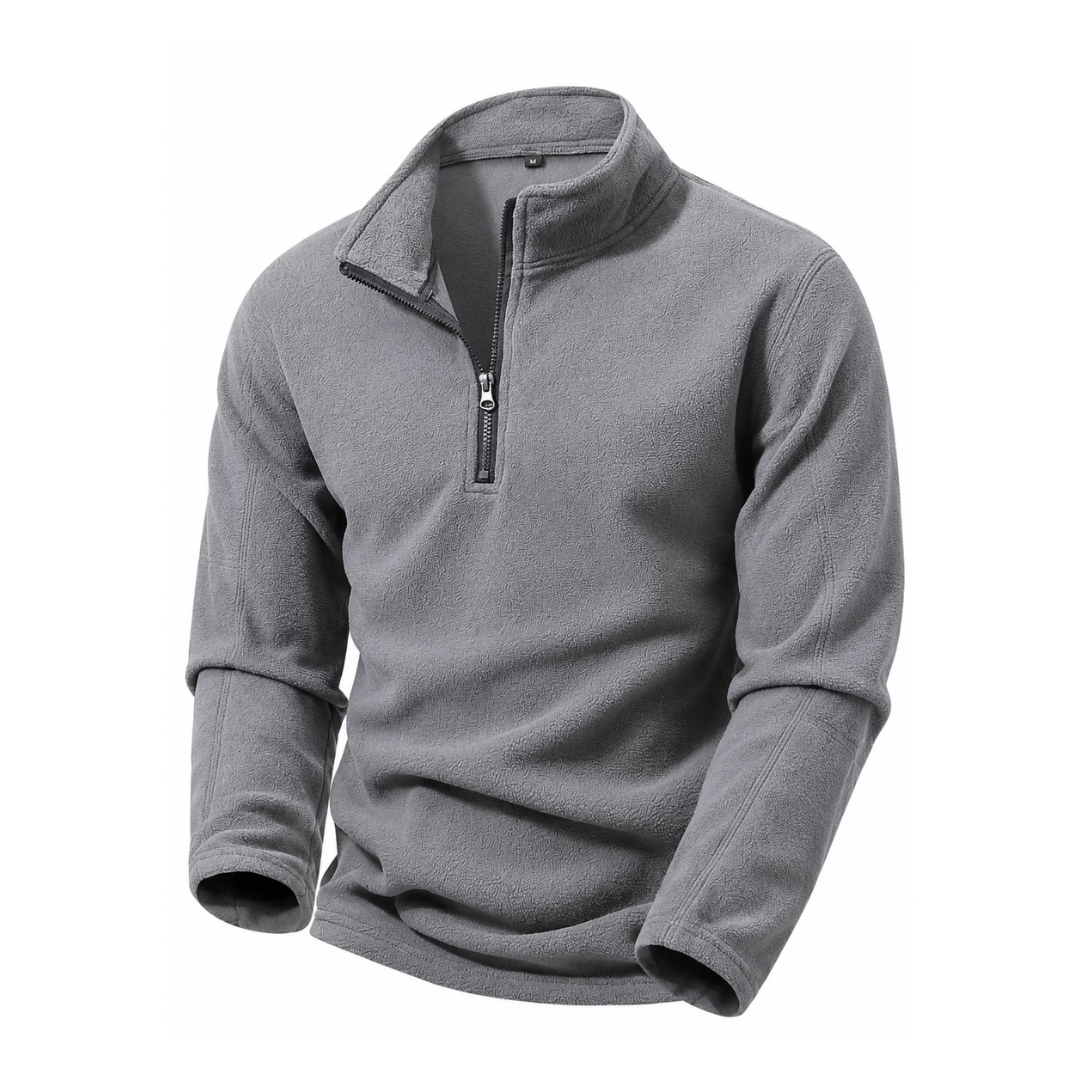 Fleecetrøje herre med half-zip og høj krave