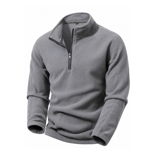 Fleecetrøje herre med half-zip og høj krave