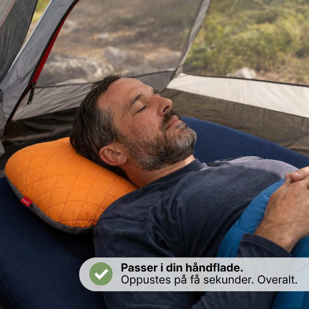 Oppustelig rejsepude til camping – ultralet og foldbar