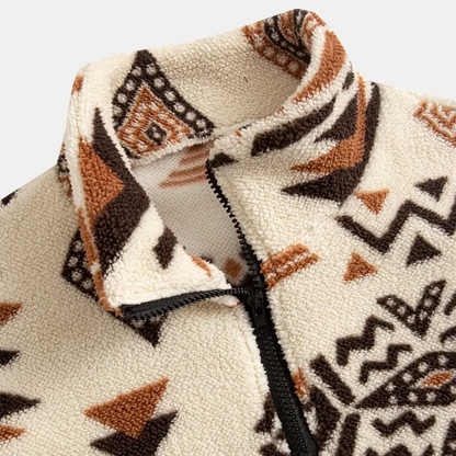 Herre Fleecegenser – Løs Passform – Tribal Print