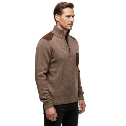 Herre Vintertrøje – Halv Højkrave – Strikket & Fleeceforet
