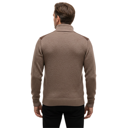 Herre Vintertrøje – Halv Højkrave – Strikket & Fleeceforet