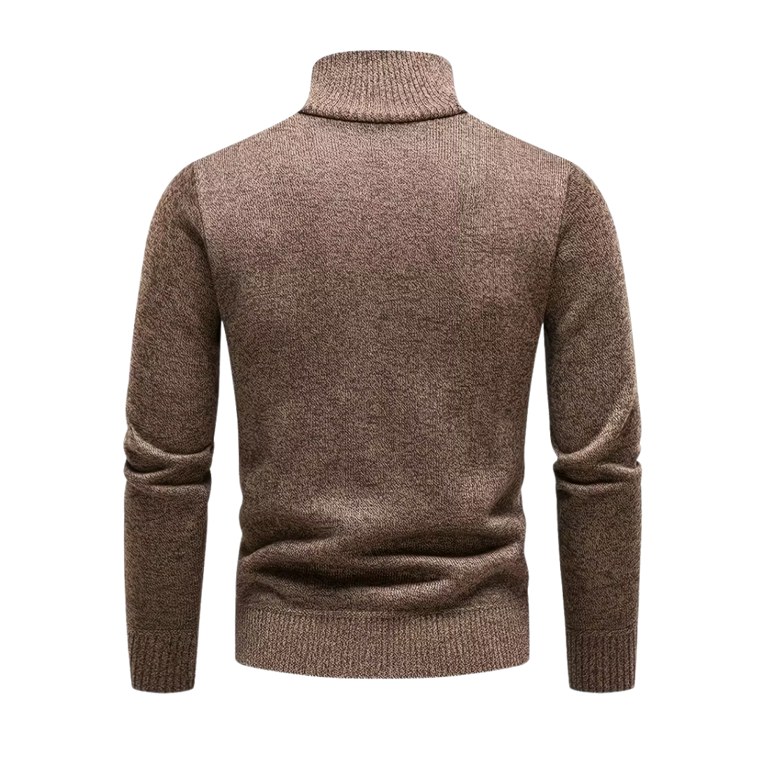 Herre Vintertrøje – Halv Højkrave – Strikket & Fleeceforet