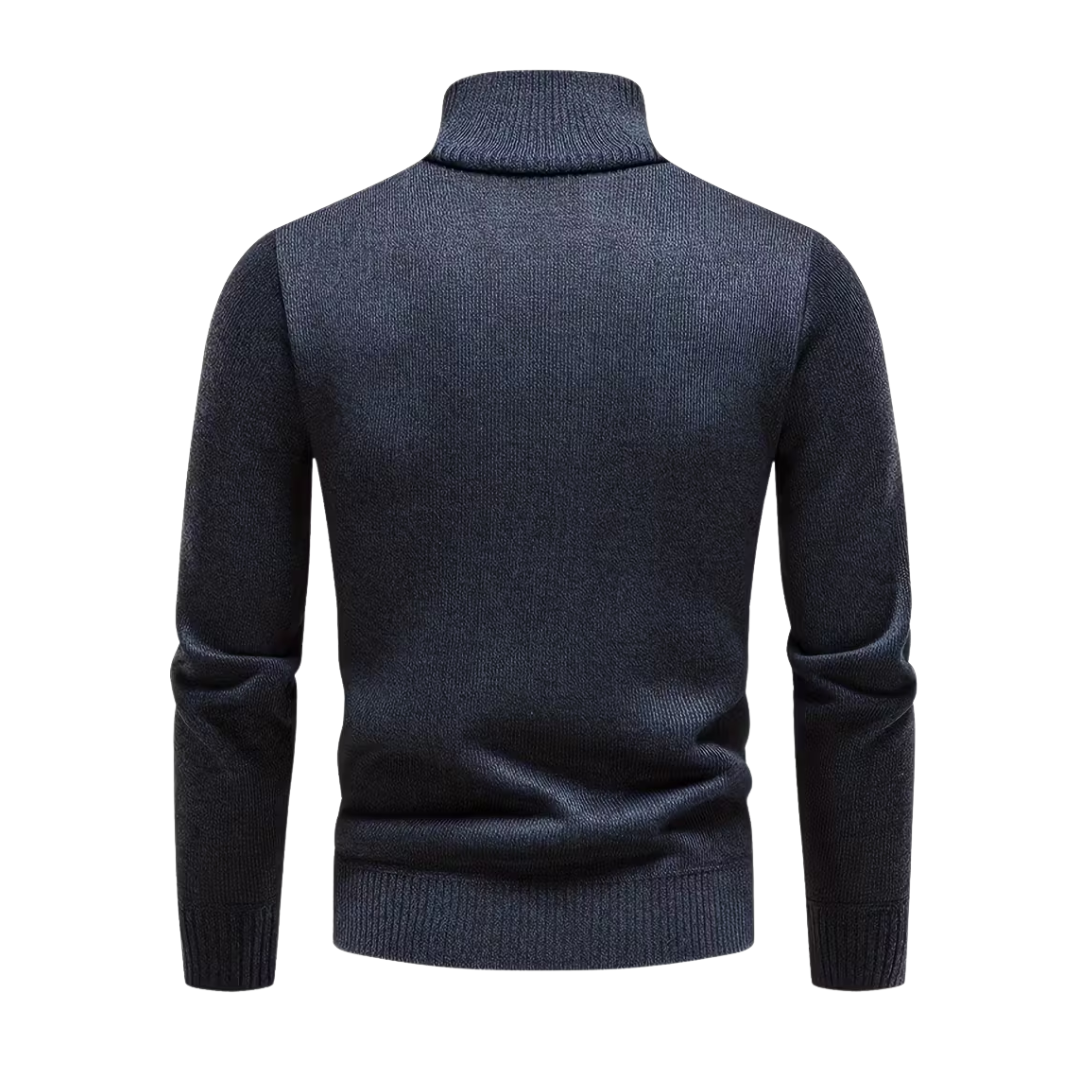 Herre Vintertrøje – Halv Højkrave – Strikket & Fleeceforet