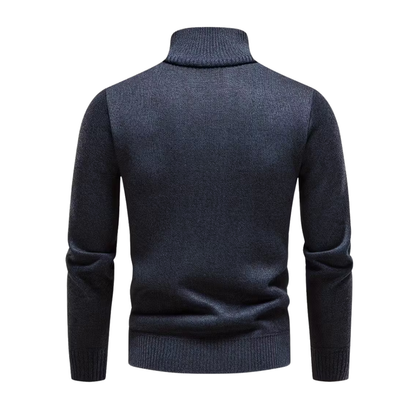 Herre Vintertrøje – Halv Højkrave – Strikket & Fleeceforet